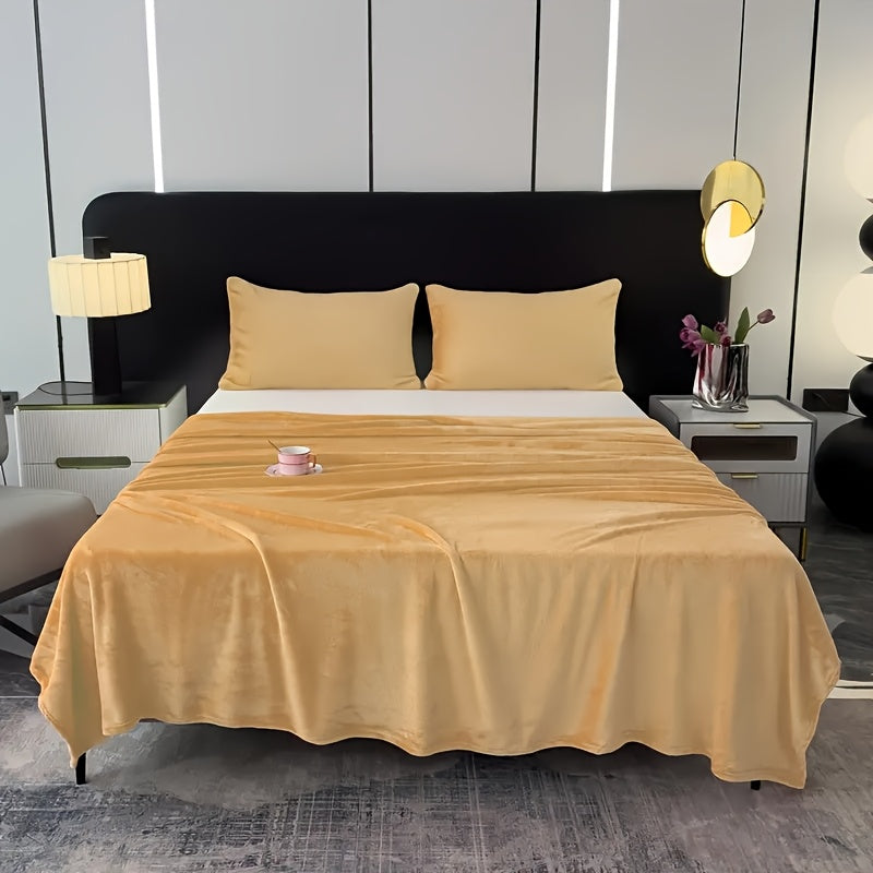 220gsm Polyester Fleece Throw Blanket Lightweight Warm Couch Bed Office