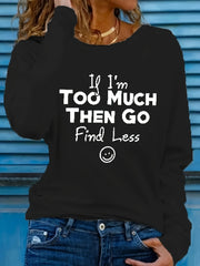 Women’s Plus Size Long Sleeve Slogan T-Shirt Casual Stretch Round Neck