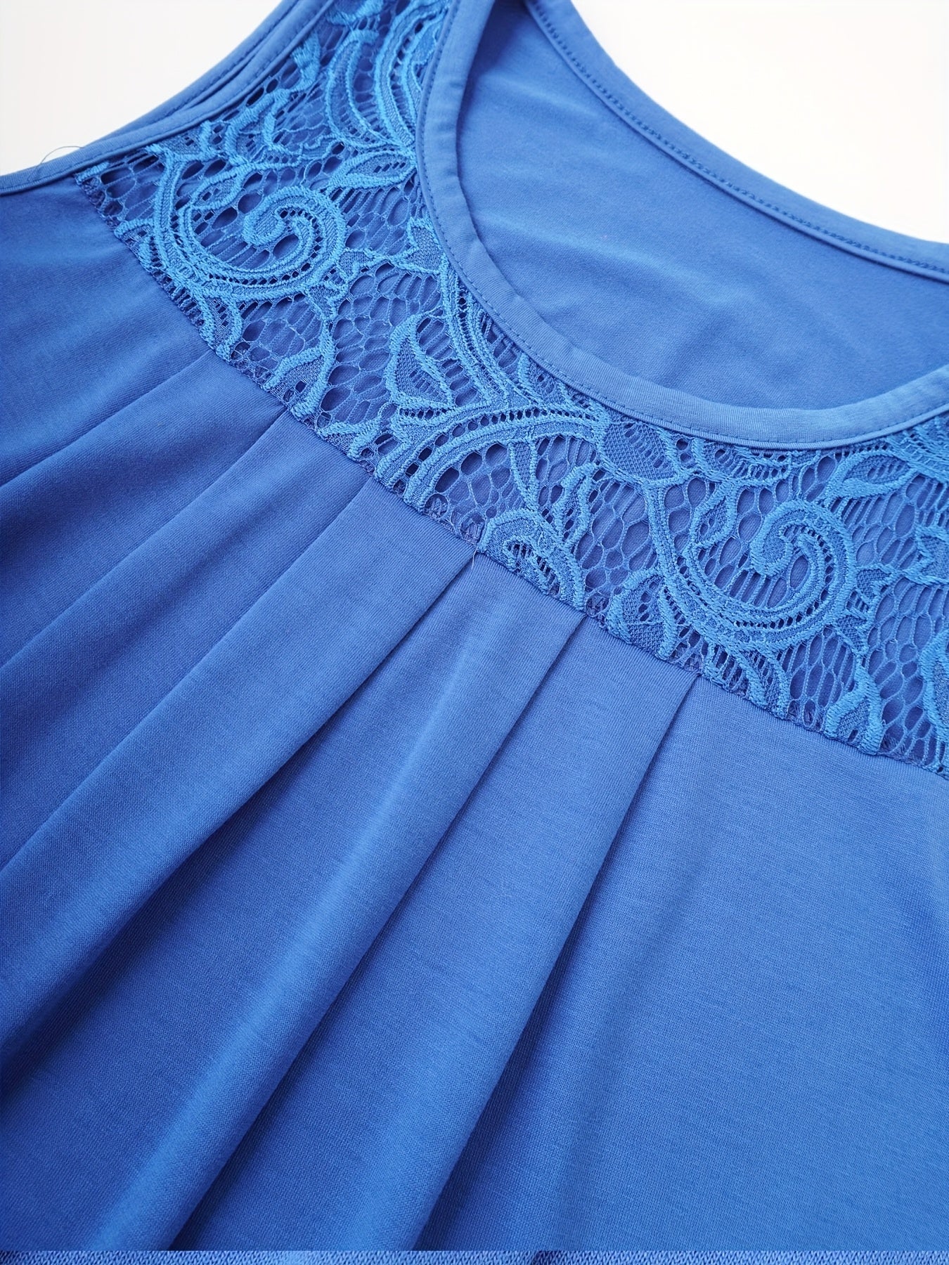 Women's Solid Color Lace Splicing Pleated Vest Set for Casual Vacation