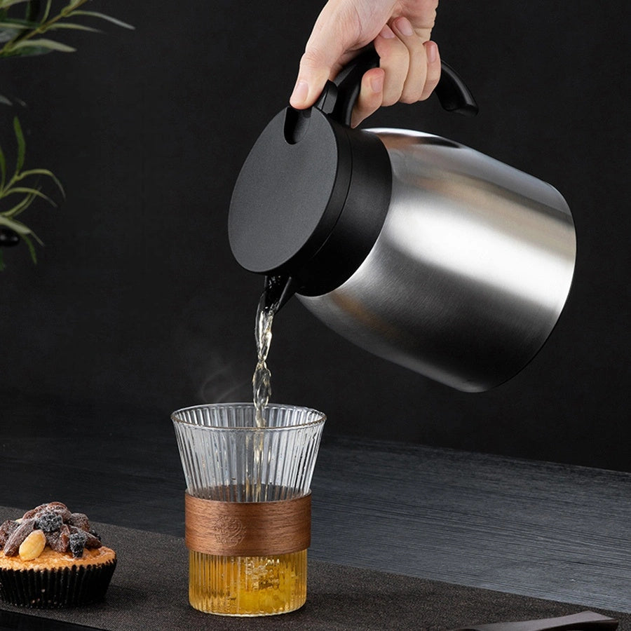 Juego de cafetera de acero inoxidable con tetera, botella térmica y tazas para restaurante y hotel