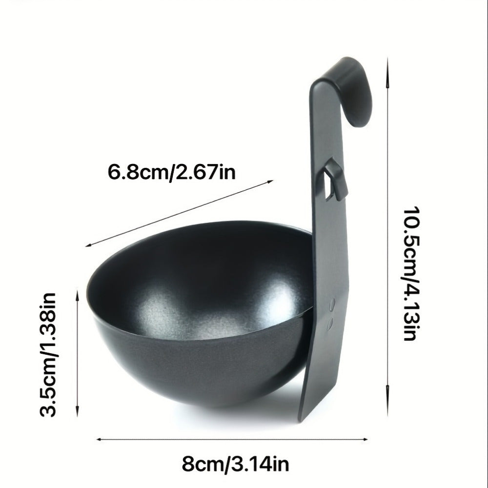 Vaporizador de huevos de acero inoxidable con mango negro, herramienta rápida y fácil para cocinar el desayuno