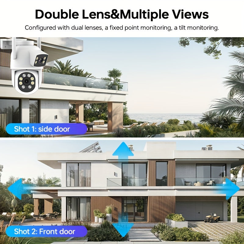 4MP Dual Lens Outdoor Wireless PTZ Security Camera with Color Night Vision AI Motion Detection