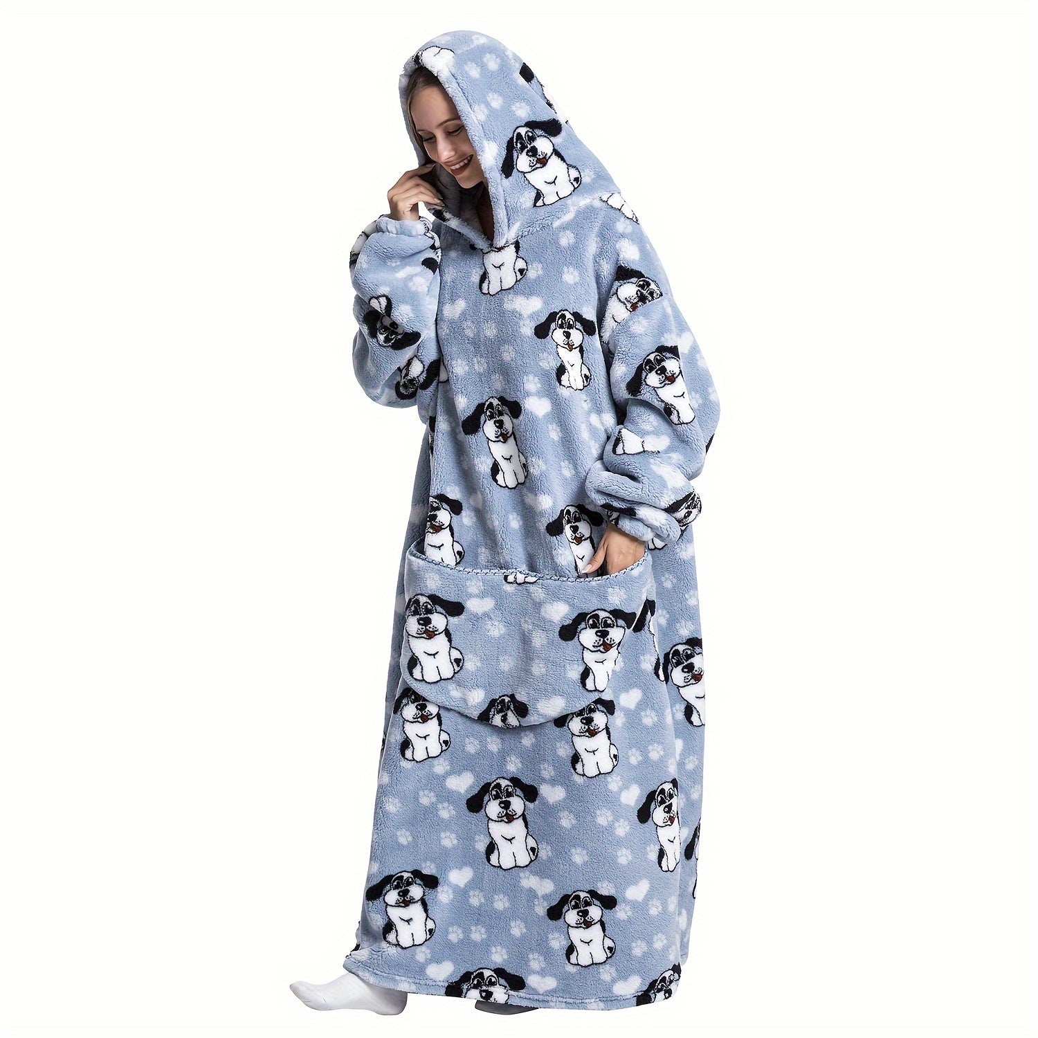 Oversized Hooded Blanket Sweatshirt for Women and Men Sherpa Fleece Warm Wearable Blanket