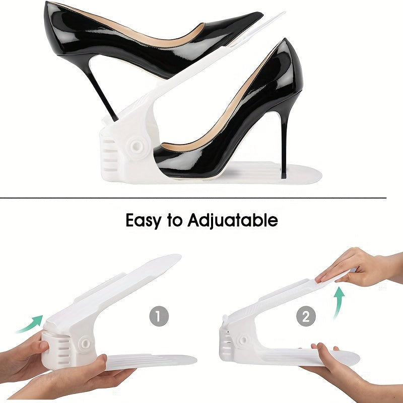 Organizador de zapatos de plástico con 12 compartimentos, almacenamiento apilable de doble capa para dormitorios, habitaciones y armarios