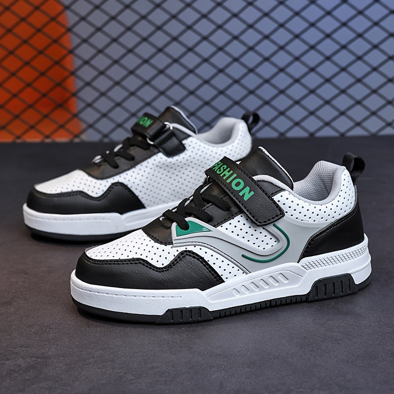 Kids' Low-Top Breathable Sneakers with Hook-and-Loop Closure for Running and Casual Wear