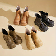 Women's Solid Color Short Boots Casual Slip-On Platform Ankle Boots