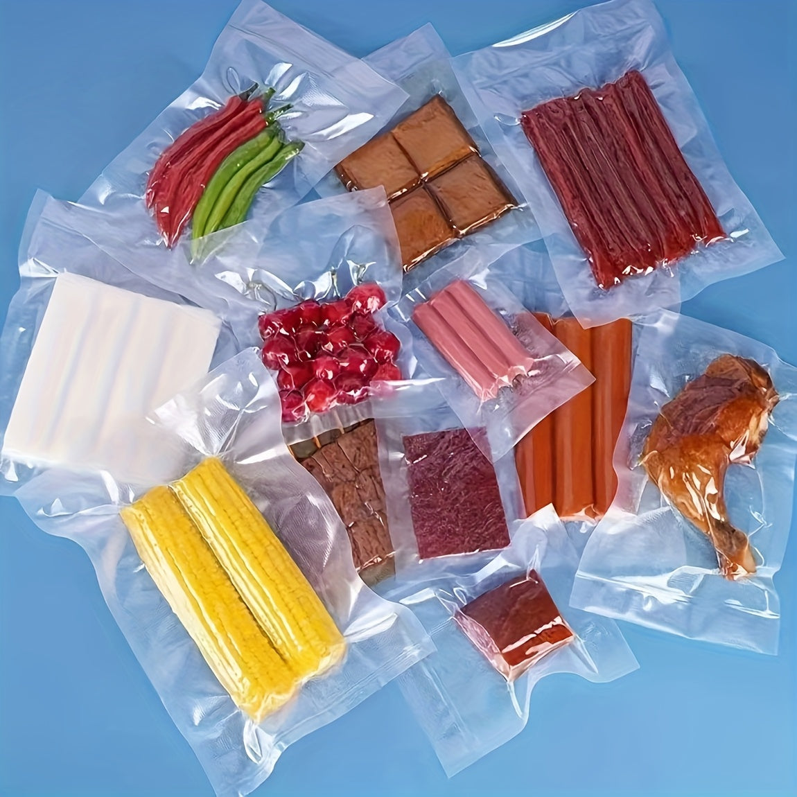50 ta aniq vakuum yopishqoq sumkalar oziq-ovqatni saqlash va taom tayyorlash uchun, katta va kichik