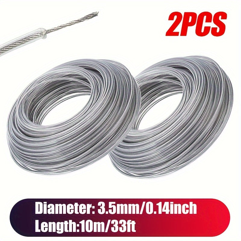 2-Pack Steel Wire Core Nylon Trimmer Line for Grass Cutter 10m 2.4-3.5mm