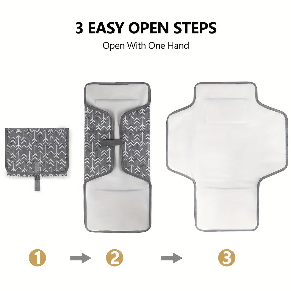 Kids Diaper Changing Pad Waterproof Foldable Travel Mat Gray Polyester