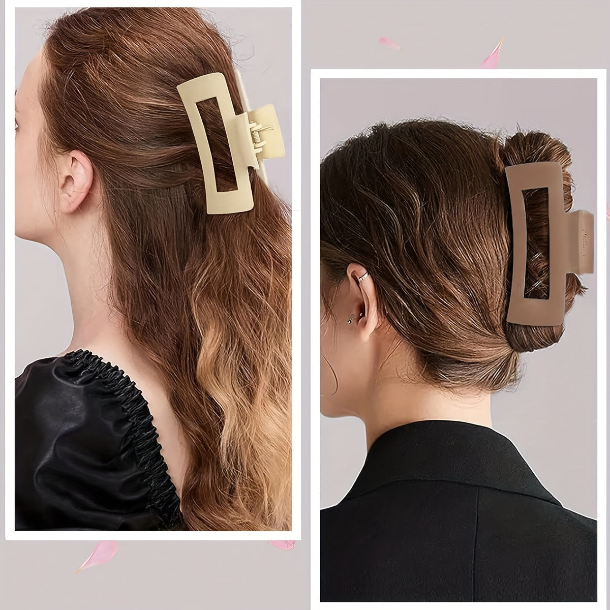 Set of 4 Women's Frosted Shark Hair Clips Large Oblong Minimalist PVC Stylish Accessories