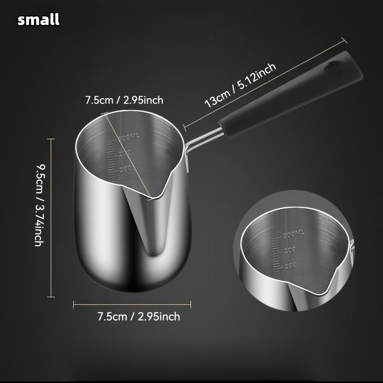 304 Stainless Steel Coffee Pot with Handle for Latte Art Hot Milk Oil Pouring and Frying