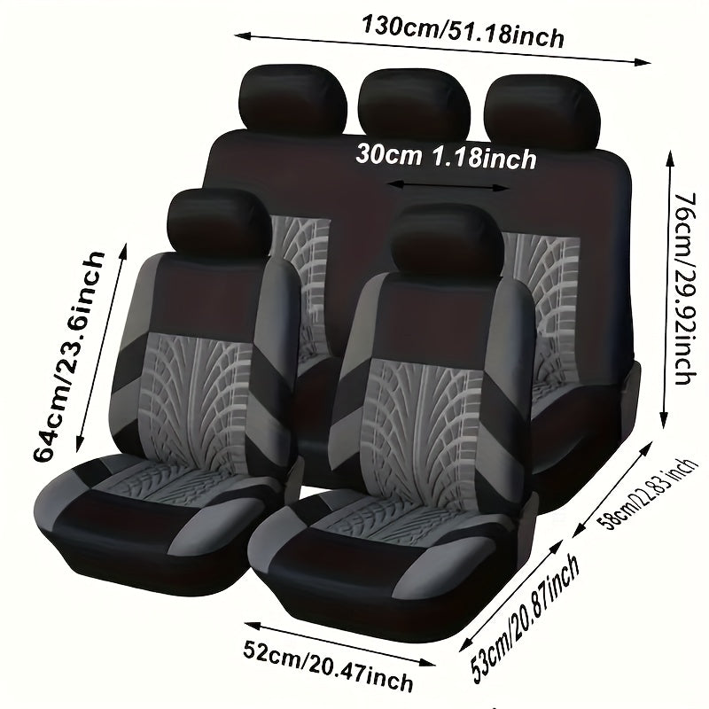 Universal 5-o'rindiqli avtomobil o'rindiq qoplami to'plami Polyester, barcha mavsumlar uchun bardoshli