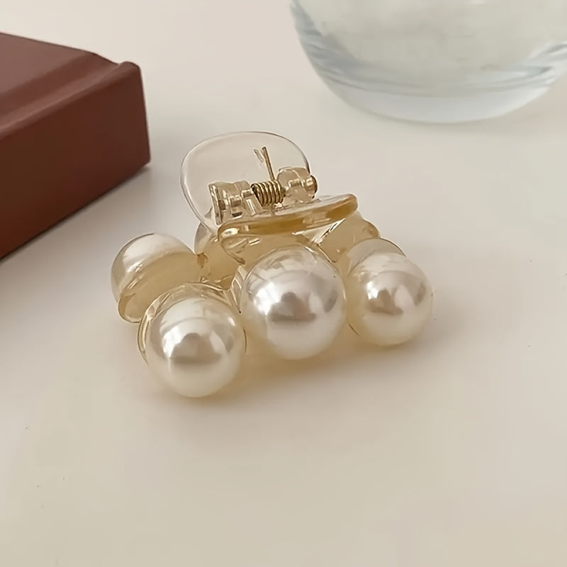 Women Faux Pearl Hair Clip Strong Hold Chic Rectangle Style Accessory