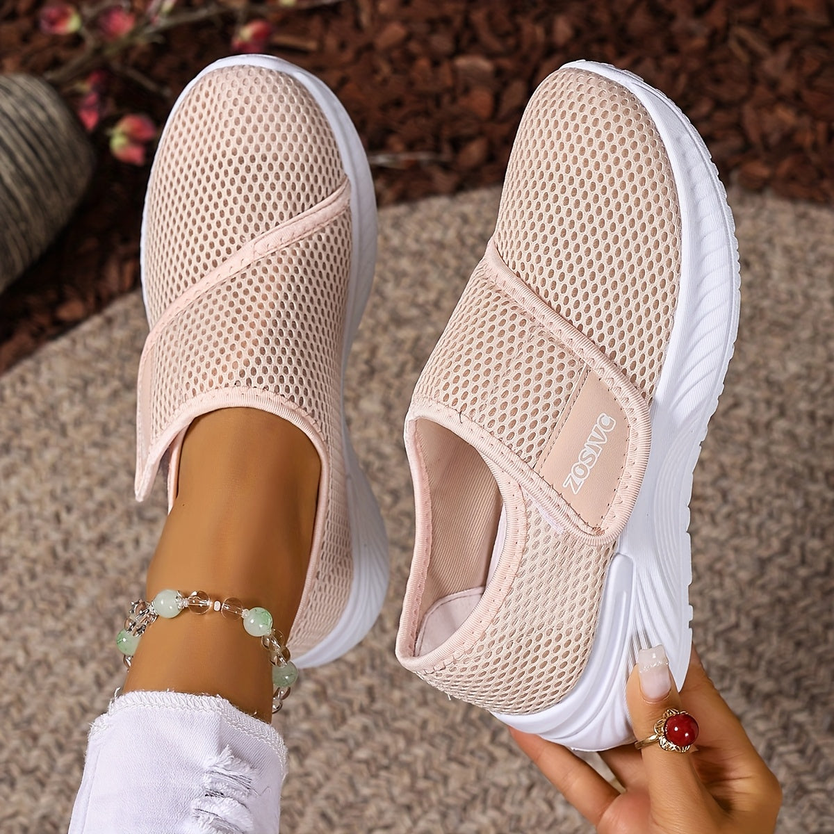 Women's Plus Size Sneakers Breathable Cushioned Slip-Resistant Gym Walking