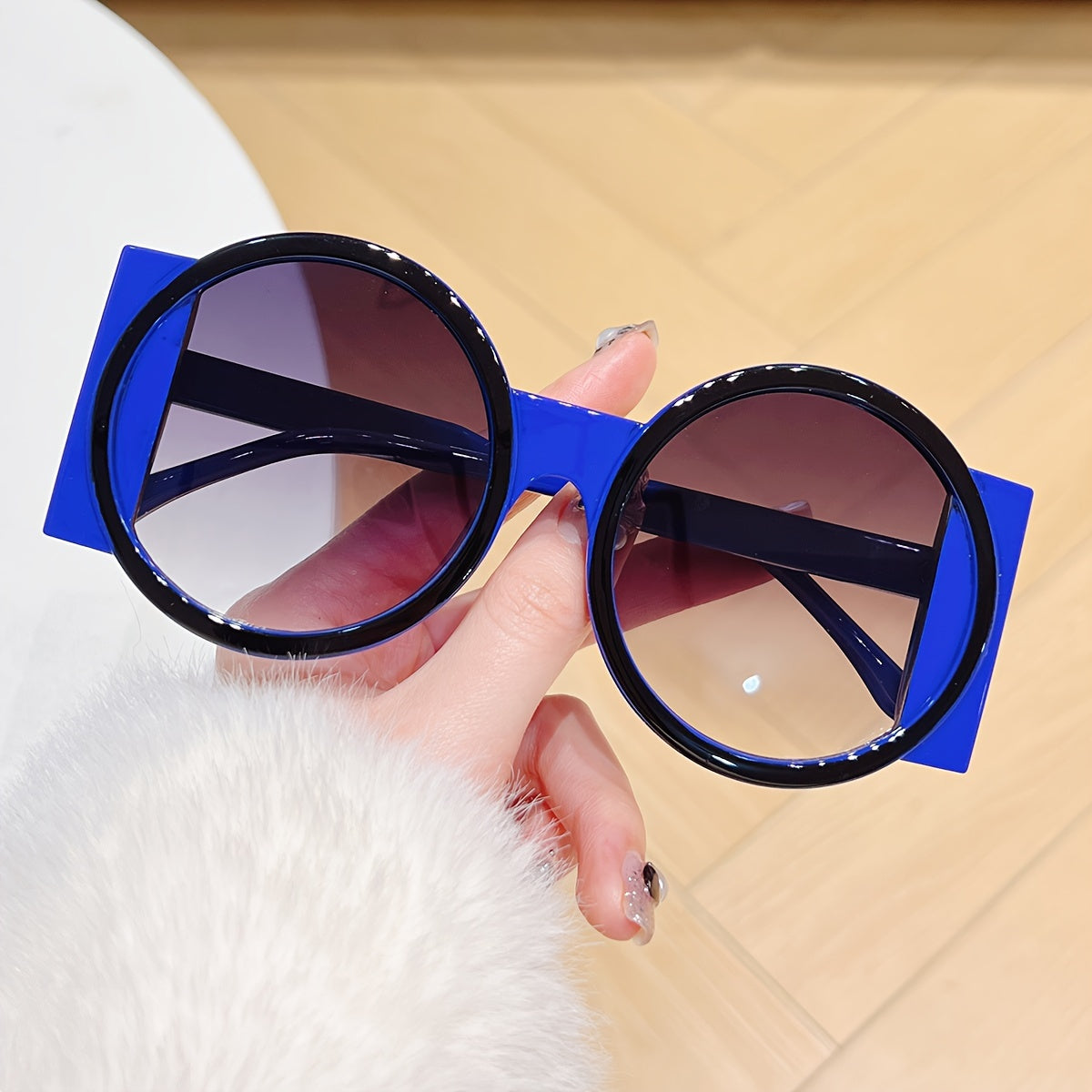 Gafas redondas de estilo Y2K unisex con bloques de color para fiestas de disfraces y clubes