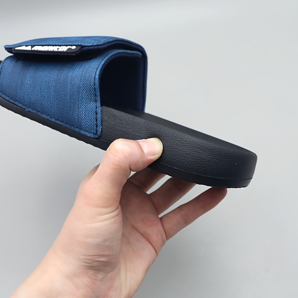 Мужские регулируемые тапочки с открытым носком однотонного цвета и нескользящей подошвой из EVA