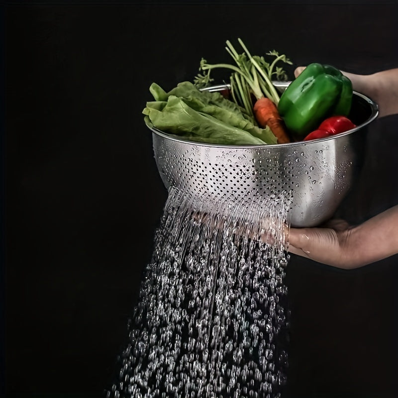 Stainless Steel Colander with Fine Mesh and Slant Bottom for Washing Vegetables and Pasta