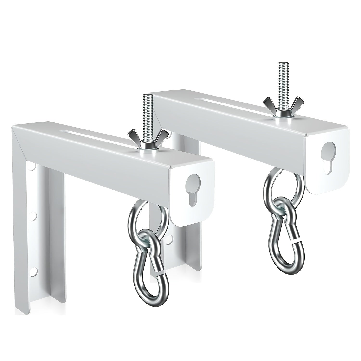 2pcs Heavy-Duty Steel Projector Screen Wall Mount L-Brackets with 15.24cm Adjustable Extension
