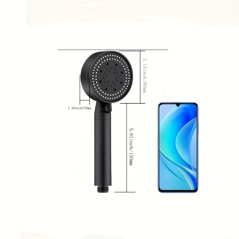 Black Shower Head with Five-Speed Settings and Stop Button Pressurized Spray Bath Set with Lotus Design