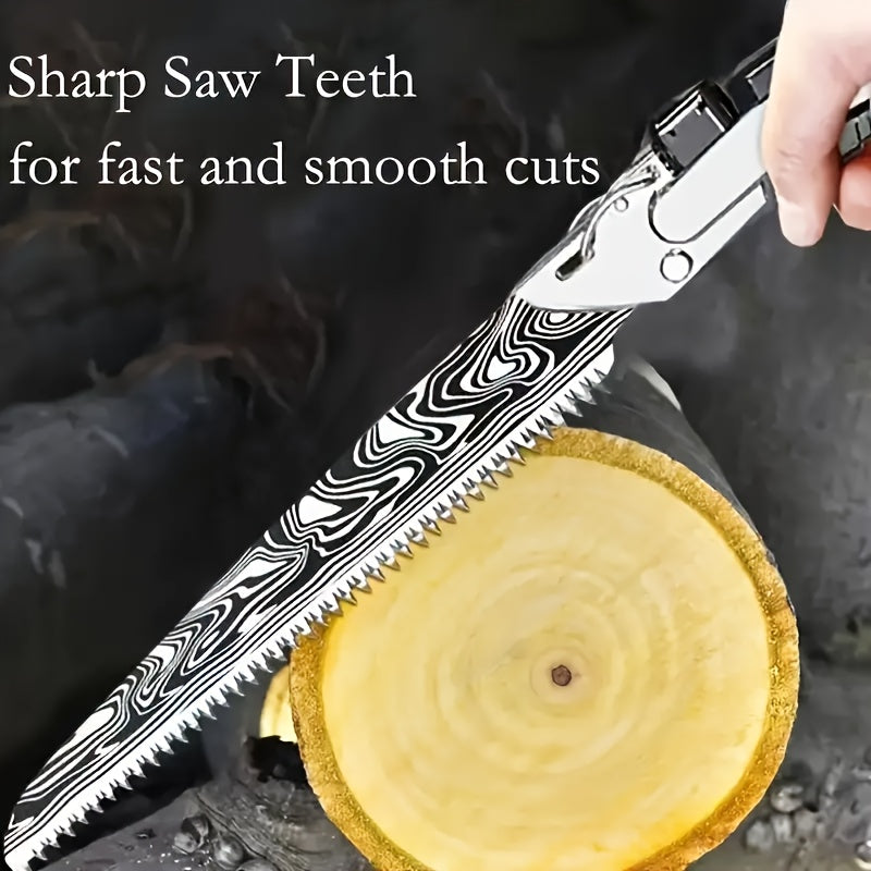 Manganese Steel Pruning Saw with Red Handle for Gardening and Tree Trimming