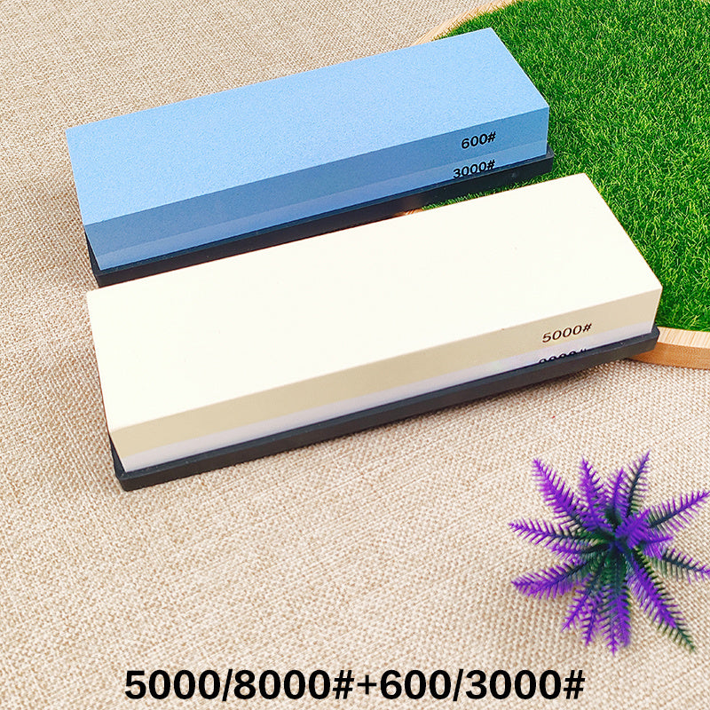 Juego de piedra de afilar de 2 piezas con base de bambú antideslizante y pinza para cuchillos de cocina