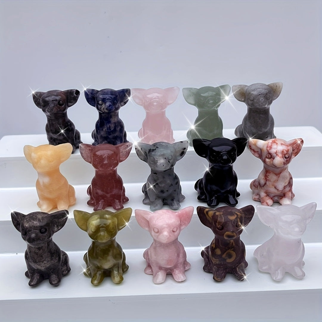 Crystal Chihuahua Dog Carving Natural Crystal Home Decor Office Decor Gift