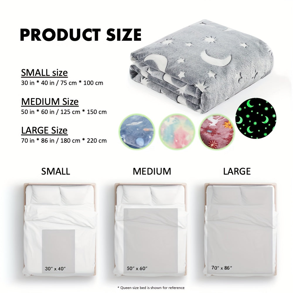 Glow in the Dark Flannel Fleece Blanket with Christmas Tree Print Cozy All-Season Home Decor