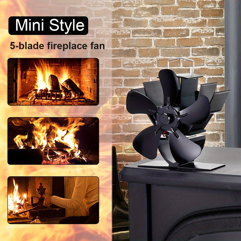 Portable Aluminum Stove Fan for Wood Burning Fireplaces, Silent Heat Powered