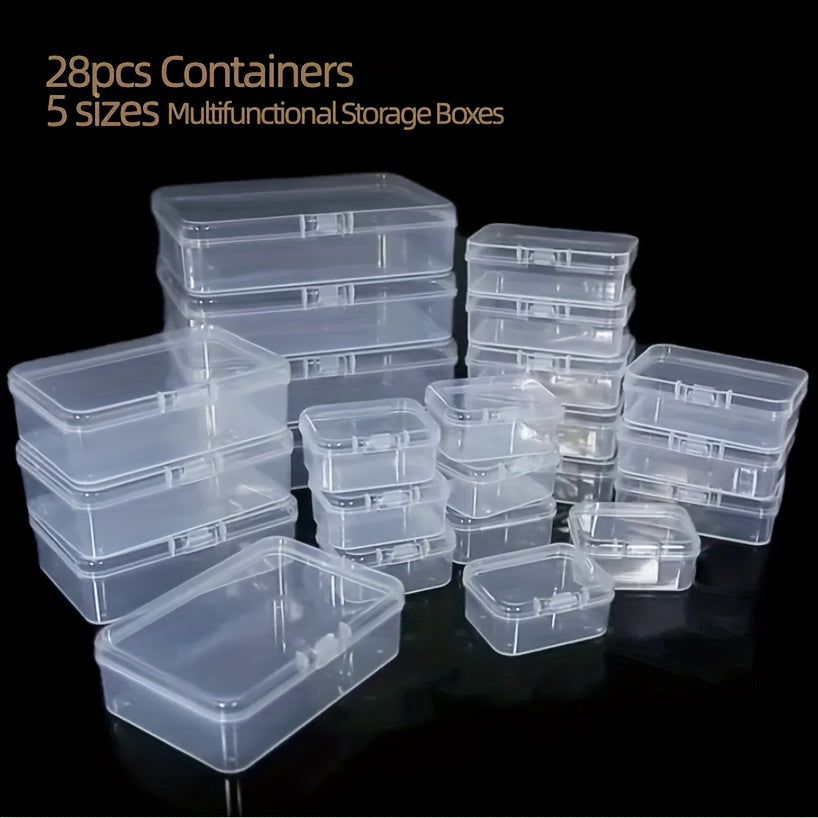 28 Pack Clear Plastic Storage Containers with Lids for Organizing Beads Crafts and Small Items