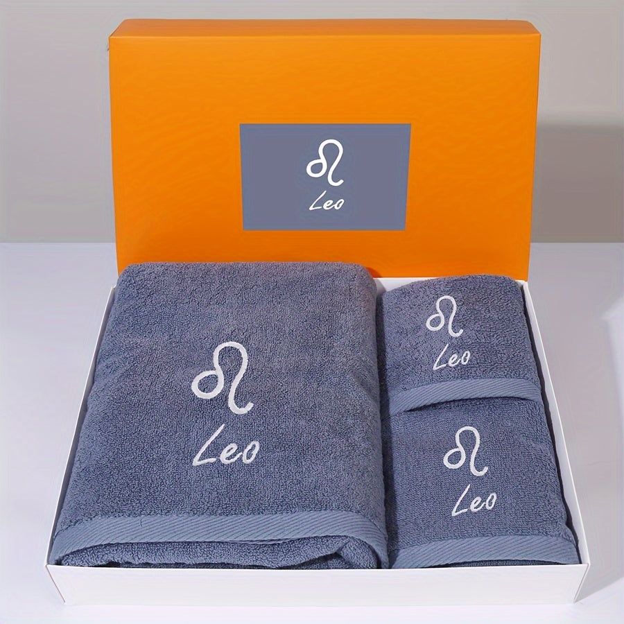 Набор из двенадцати вышитых полотенец с созвездиями, включая 1 банное полотенце и 2 полотенца для рук. Мягкие, впитывающие и стильные аксессуары для ванной.