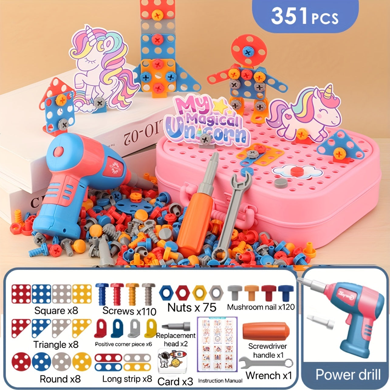 Bolalar uchun ta'limiy o'yinchoq to'plami, vintli va ta'mirlash to'plami bilan, bardoshli qizil plastmassa, qo'l-ko'z muvofiqligini rivojlantiradi