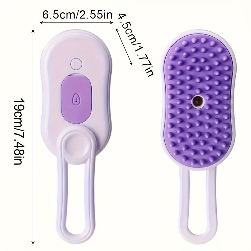 USB Rechargeable Steam Pet Grooming Brush with Silicone Bristles for Long and Short Hair