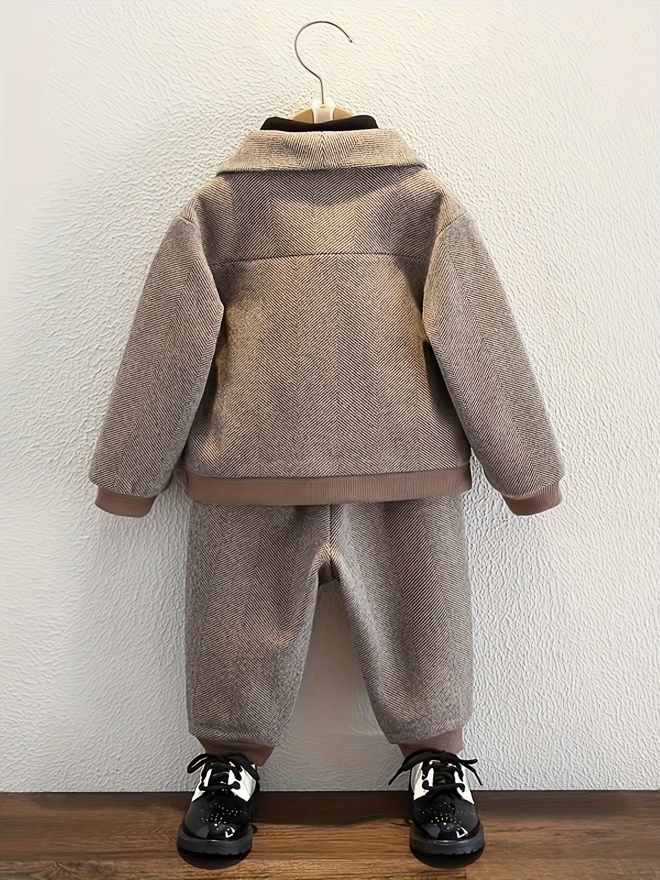 Yigitlar uchun kuzki blazer to'plami vintage ikki tomonlama yopinadigan kostyum uzun qolli rasmiy kundalik