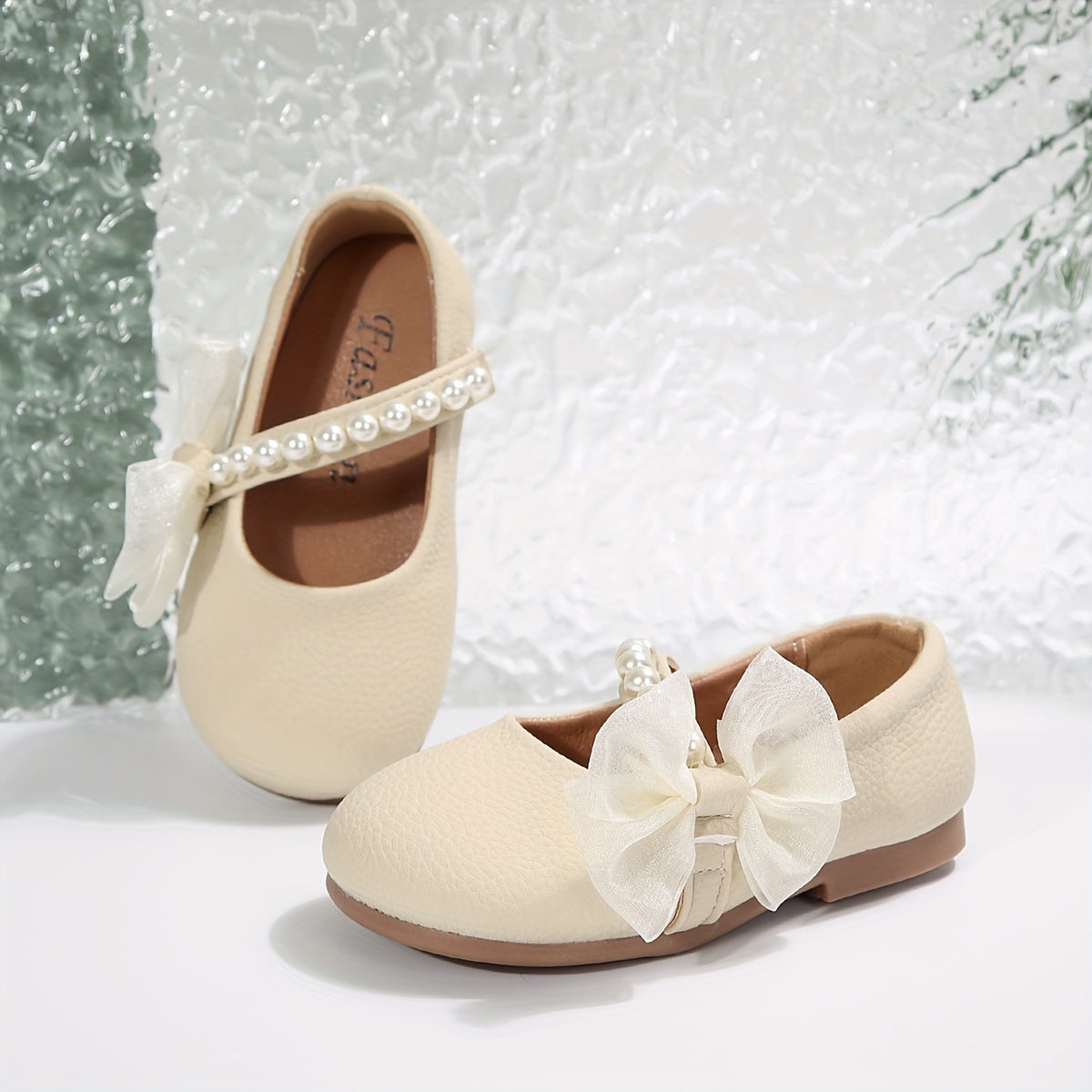 Girls' Mary Jane Shoes with Pearl Bow for Parties Weddings Spring Summer Lightweight Breathable