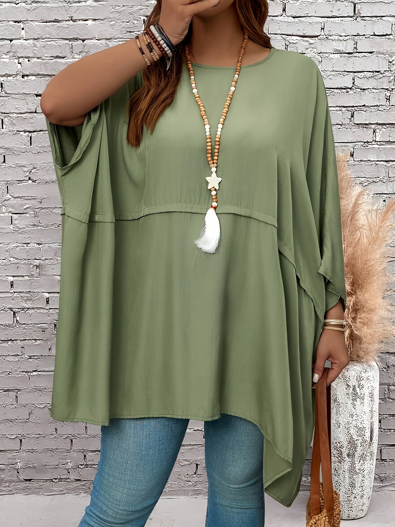 Women's Black Loose Fit Round Neck Casual Top Short Sleeve Summer Fall