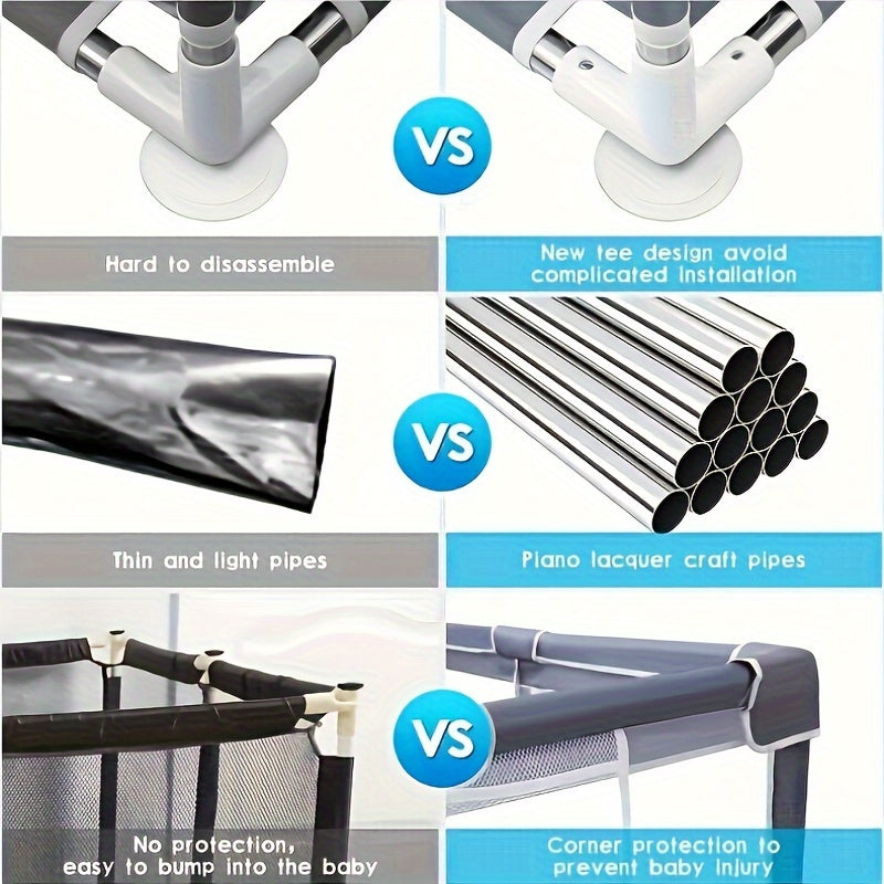 Baby Play Yard Portable Safety Fence for Indoor and Outdoor Use Breathable Mesh