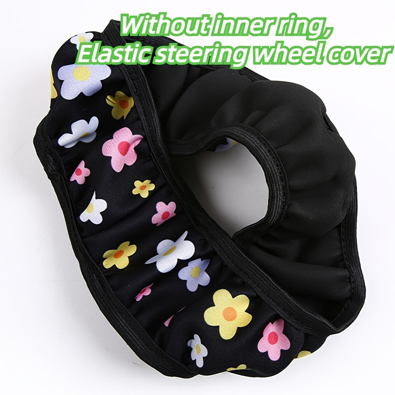 Universal Floral Pattern Car Steering Wheel Cover Breathable Non-Slip Polyester