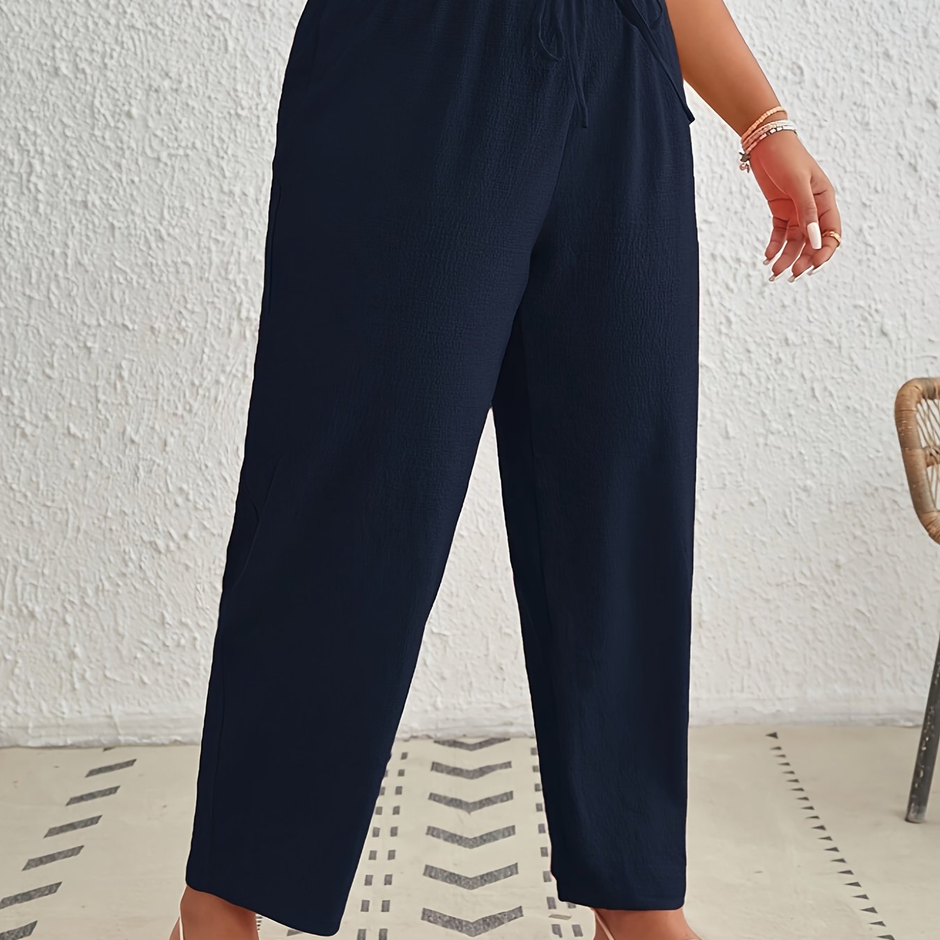 Women's Asymmetrical Hem Harem Pants Solid Color Nine-Tenths Length Casual Trousers