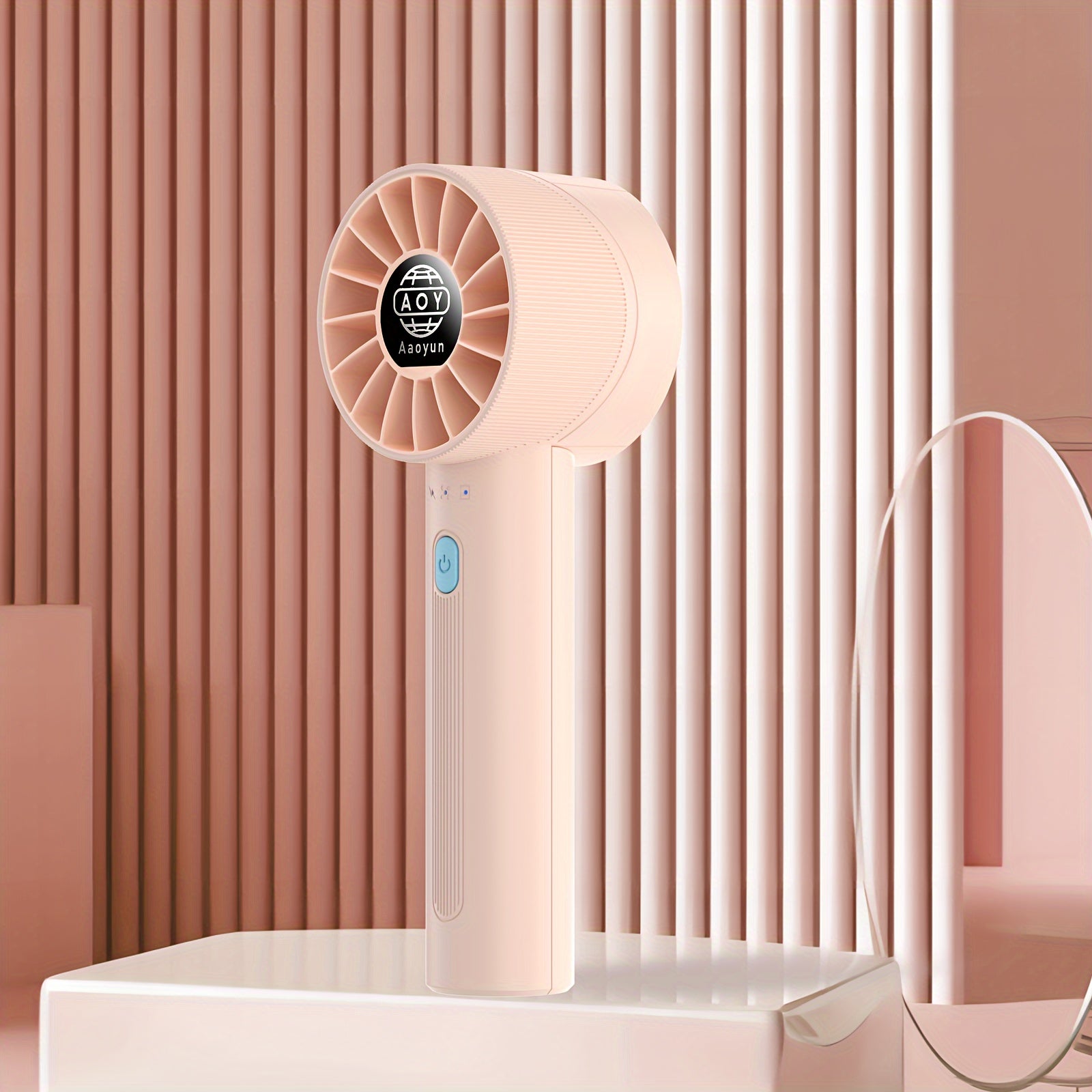 Rechargeable Mini Turbine Fan with USB Port, Portable Handheld Fan, 4 Speeds