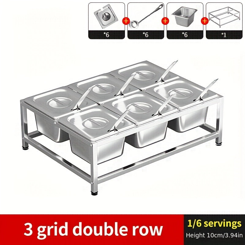 Stainless Steel Seasoning Box Set with Rack and Spoon for Spices and Sauces