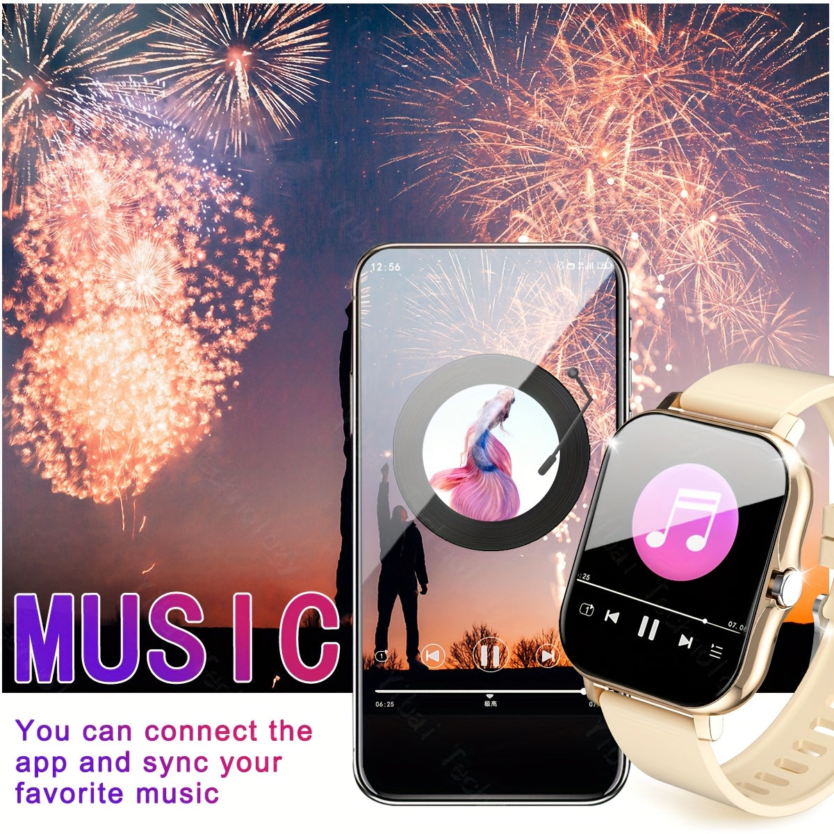 Unisex Sports Smartwatch 1.83-Inch HD Touch Screen Call and Fitness Tracker