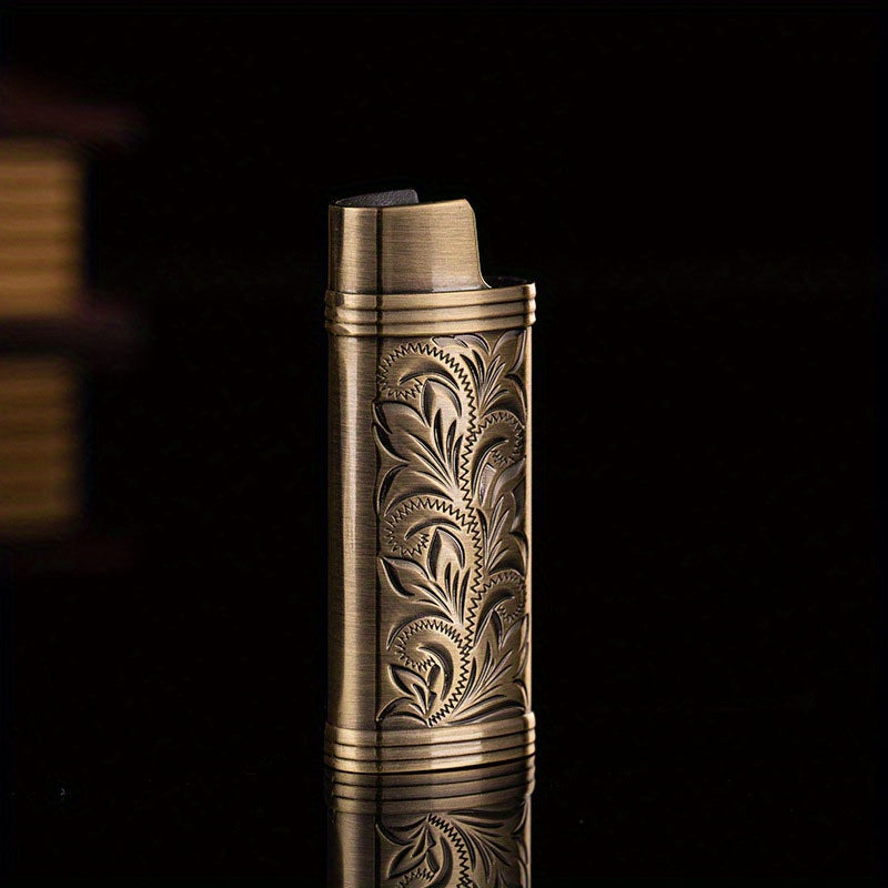 Small Metal Lighter Set Vintage Floral Mini Lighter Cover Holder