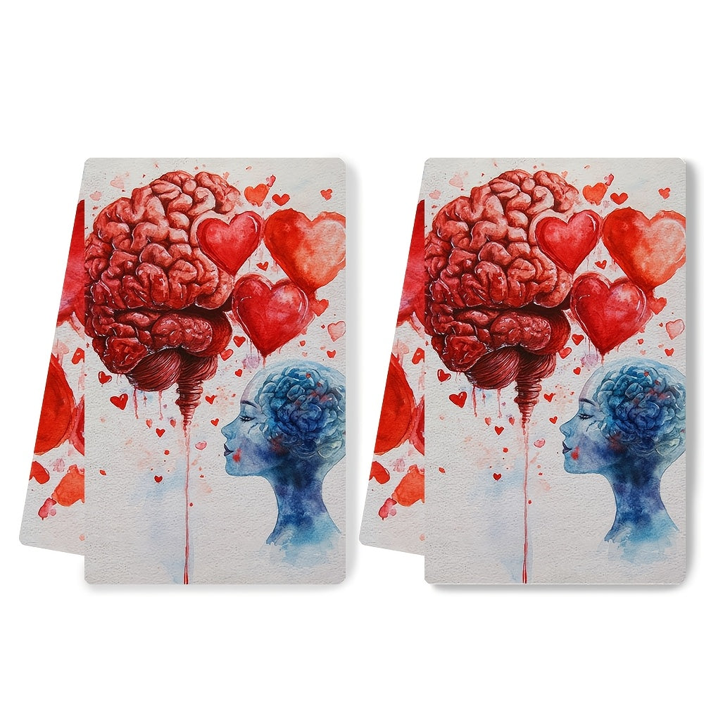 Valentine's Kitchen Towels Set of 2 Ultra Soft Absorbent Dish Hand Towels
