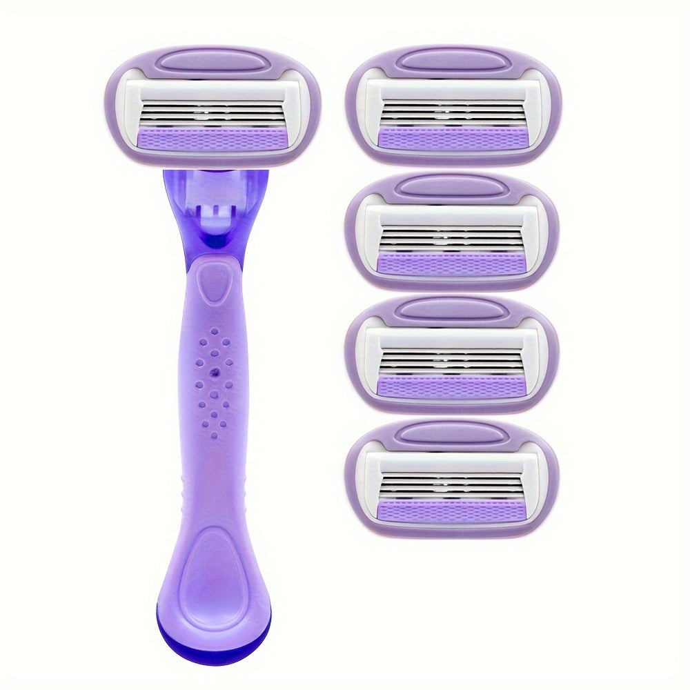 Women's Purple Razor with Soft Rubber Handle and Five Blades
