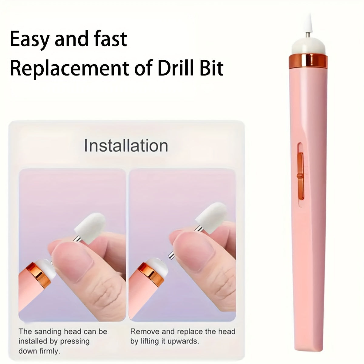 Rechargeable Electric Nail Drill Kit with 5 Drill Bits for Gel Nails and Home Use