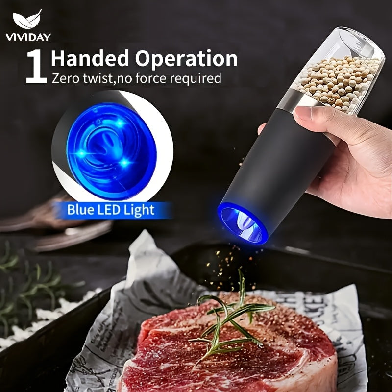 Электрическая кофемолка с технологией гравитации, светодиодной подсветкой, регулируемыми настройками для крупного и мелкого помола, портативная для черного перца, сычуаньского перца и морской соли