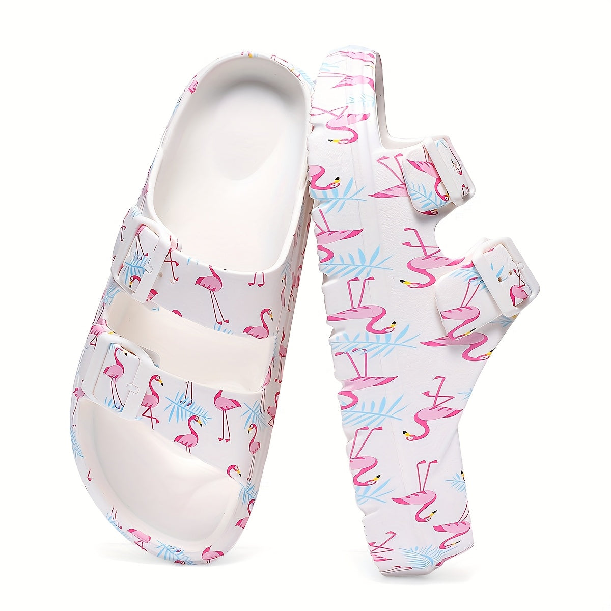 Women's Breathable Leopard Print Slide Sandals with Adjustable Buckles