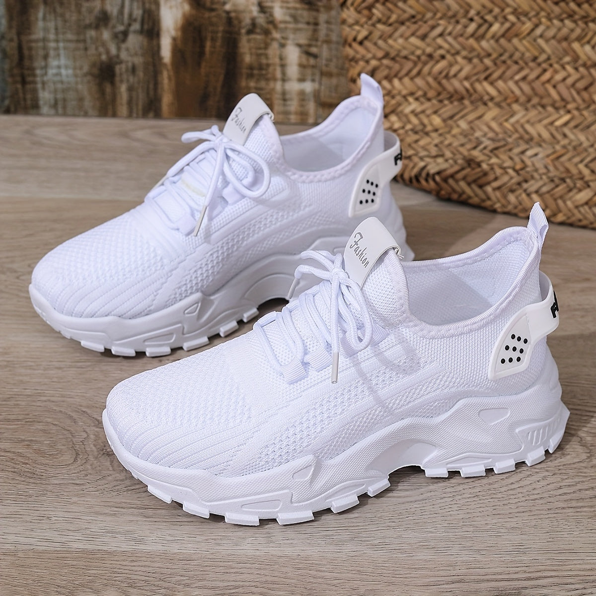 Women's White Mesh Breathable Running Shoes, Lightweight Casual Sneakers