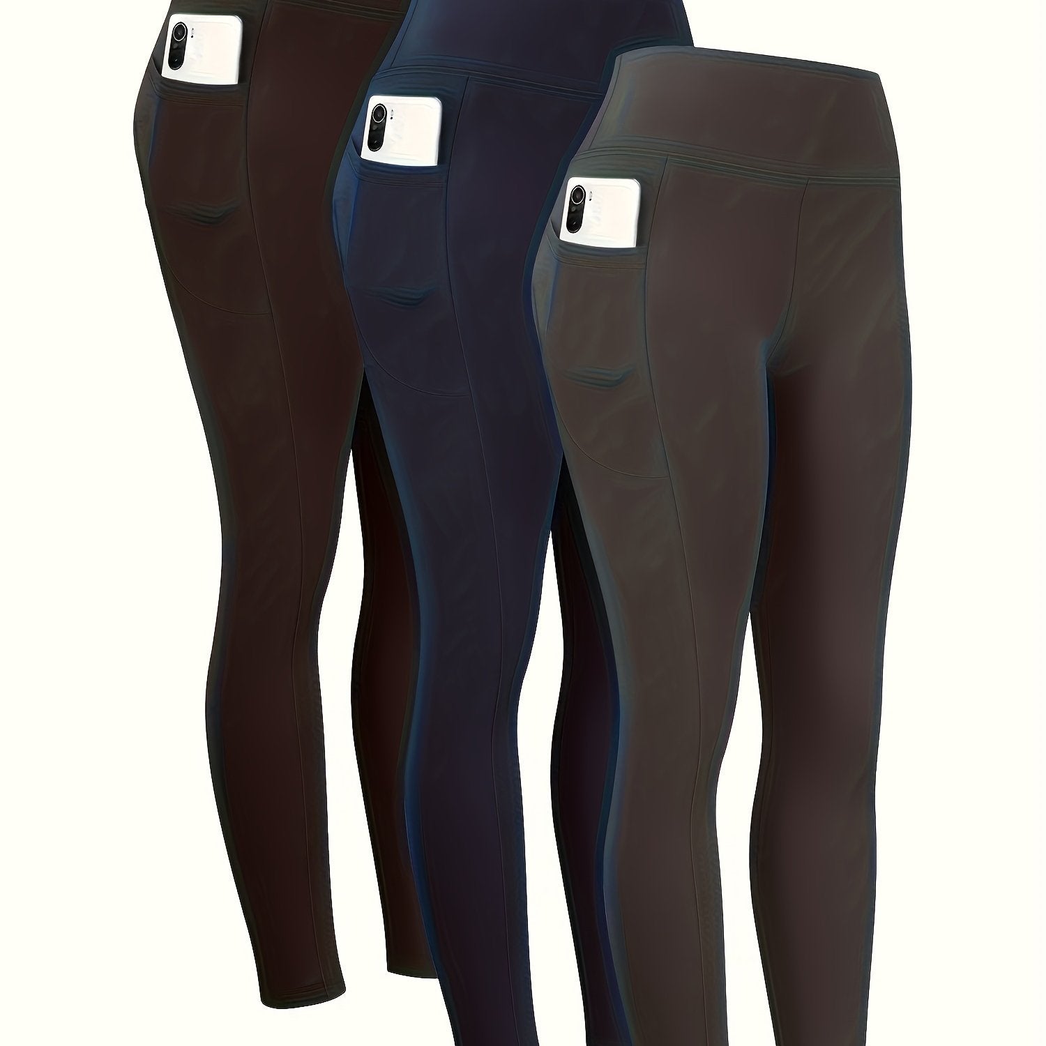 Plus Size Womens Tights 3 Pack High Waist Pockets Abbott Style