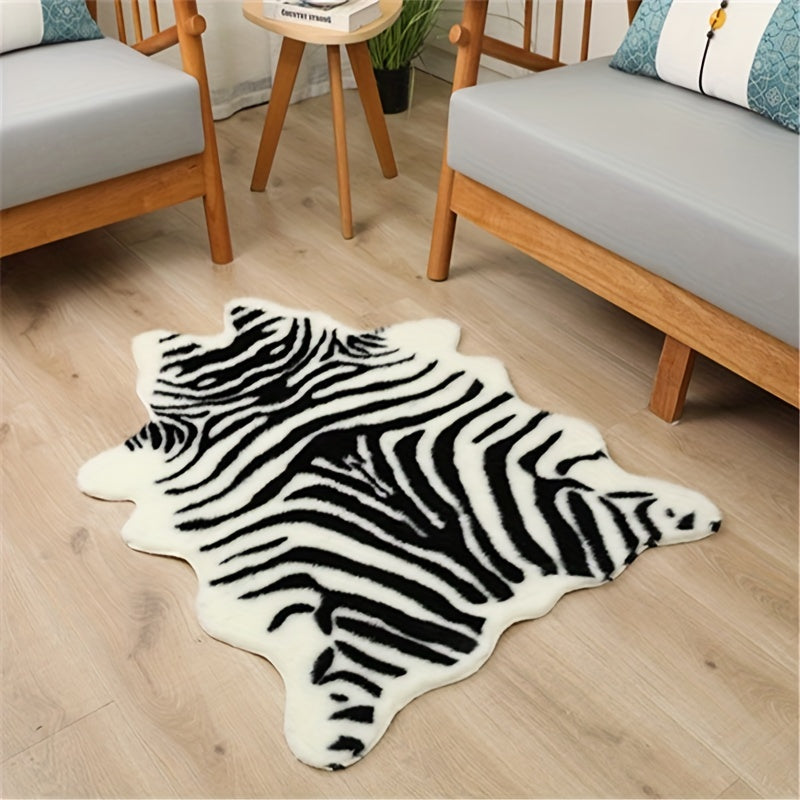 Alfombra de imitación de piel de vaca con estampado animal, resistente a las manchas, fácil de limpiar para sala de estar y dormitorio
